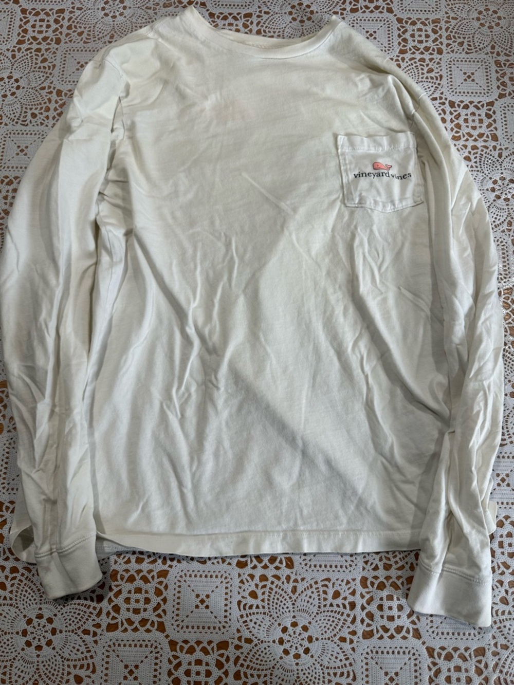 Vineyard Vines White Long Sleeve Pocket Tee with Small Logo